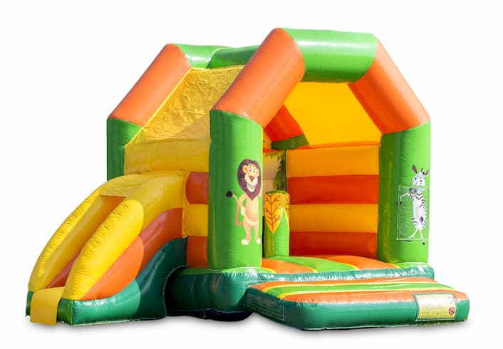 Aufblasbare hüpfburg midi multifun für kinder im dschungel-design zu verkaufen. Online verfügbar bei JB-Hüpfburgen Deutschland
