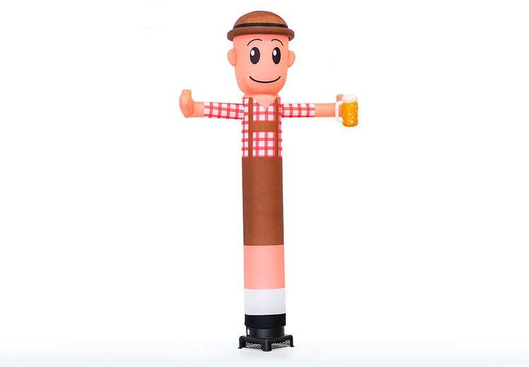 Opblaasbare waving skyman met bewegende hand in lederhosen te koop