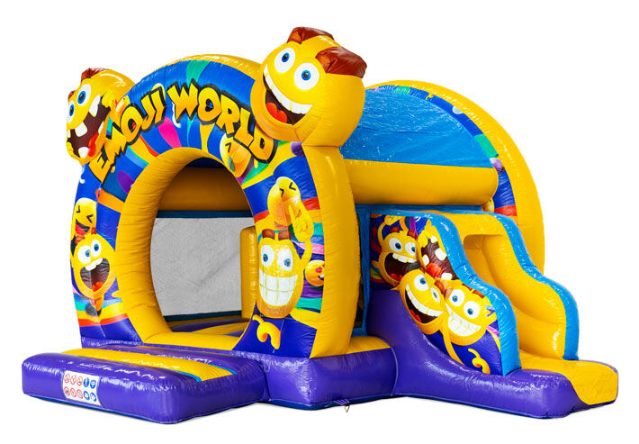 Emoji Bouncedome with Slide bouncy castle with slide, available to order from JB-Inflatables.