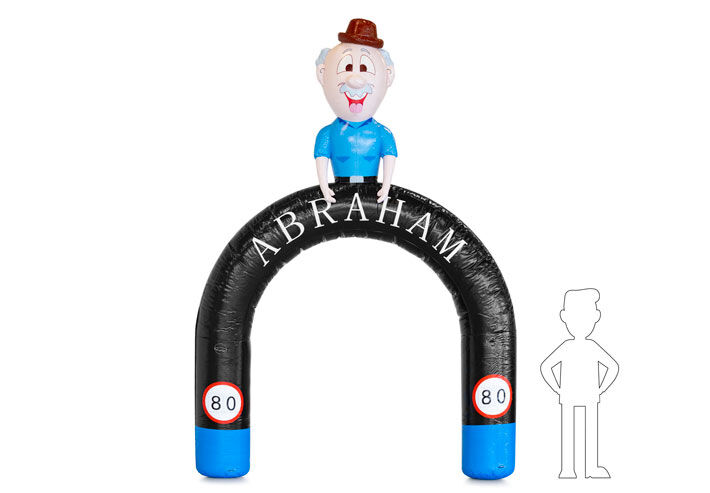 Opblaasbare Abraham boog met 3d abraham bovenop kopen om jubilarissen te verassen