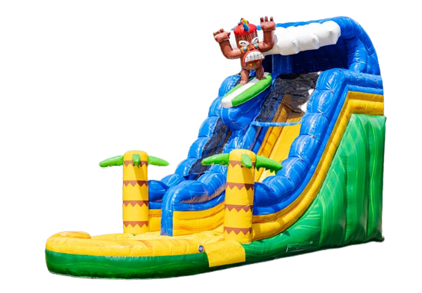 Opblaasbare waterglijbaan bestellen voor kinderen in hawaii thema