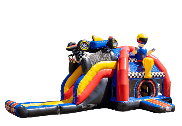 Kaufen Sie Multiplay-Super-Luftkissen im Formel-1-Design mit Rennwagen an der Spitze für Kinder