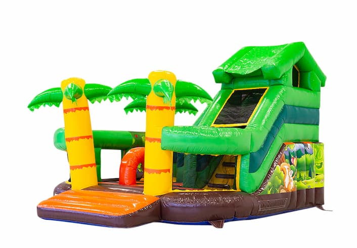 Acquista un grande castello gonfiabile multigiocatore gonfiabile aperto con scivolo nella giungla a tema funcity per bambini. Ordina i castelli gonfiabili online su JB Gonfiabili Italia