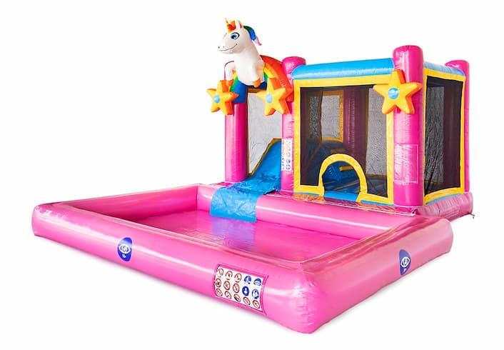 Kup nadmuchiwany zamek Multi Splash Bounce Jednorożec z basenem i różowym jednorożcem tecza dla dzieci. Najlepsze dmuchańce w Europie w JB Dmuchance