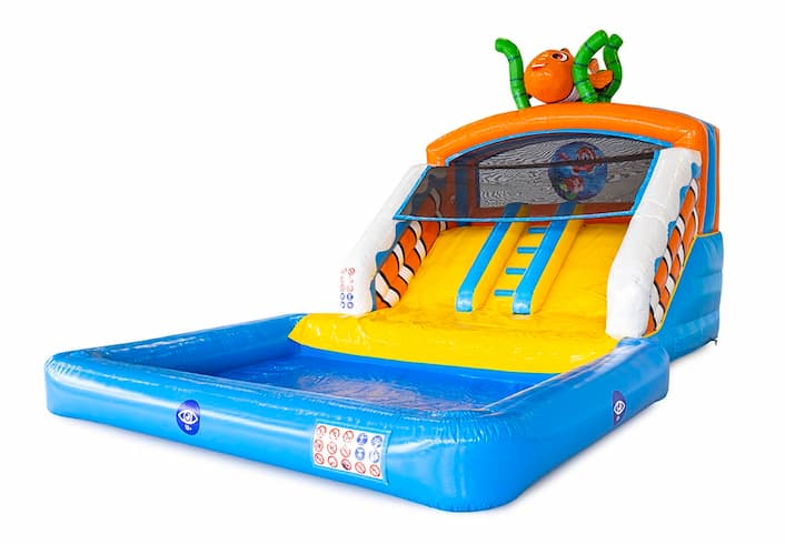 Compre um castelo insuflável com escorregador duplo e banheria no tema seaworld sea nemo para crianças na JB Insufláveis ​​Portugal. Encomende infláveis online na JB Insufláveis ​​Portugal