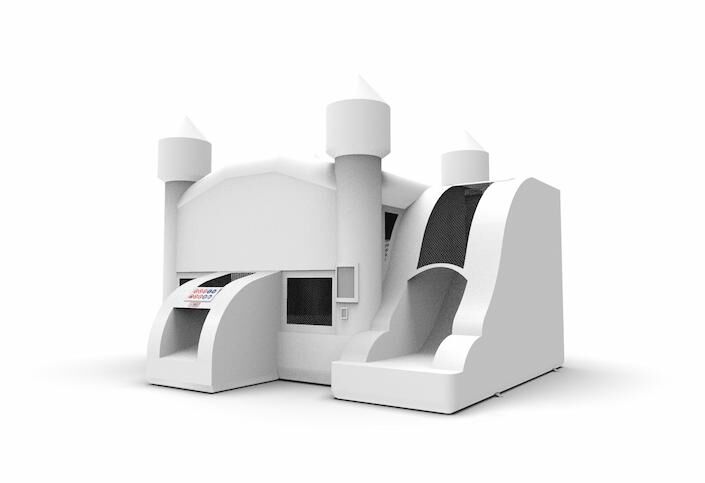 Buy an inflatable manufactured rightside slide dropslide combo 13ft bounce house in the theme wedding for both young and old. Order inflatable bounce houses online at JB Inflatables America