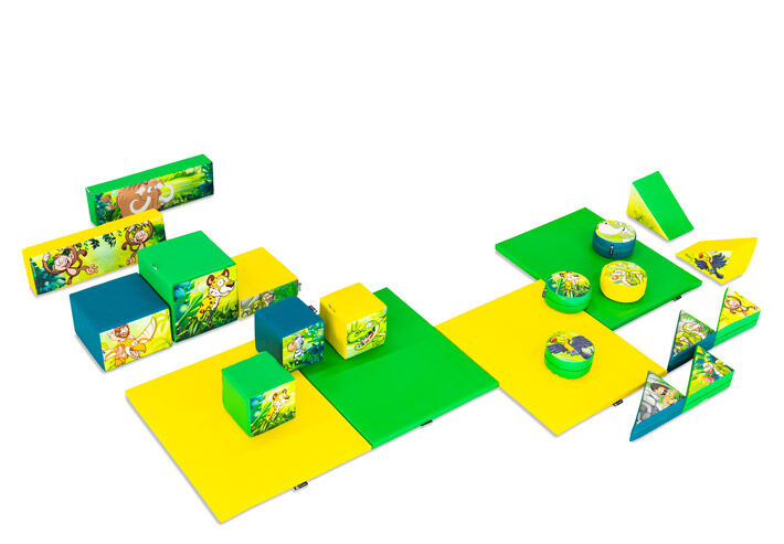 Juego de bloques de espuma grande en el tema de la jungla y dinosaurios con bloques coloridos para jugar