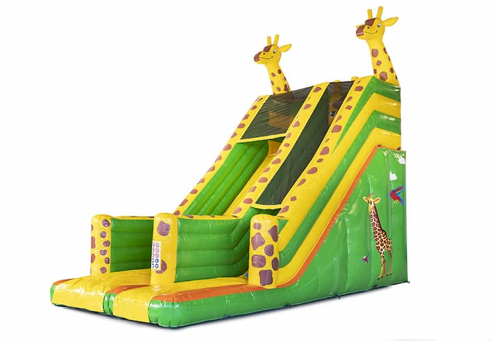 Ordene un tobogán inflable con objetos 3D en el tema de la jirafa para niños. Compre toboganes inflables ahora en línea en JB Insuflaveis Portugal