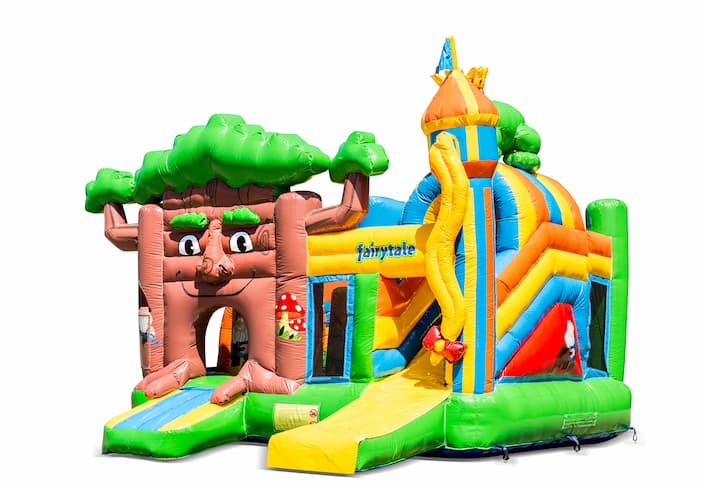 Buy an inflatable indoor multiplay bouncy castle in the theme of fairytale with slide for children. Order inflatable bouncy castles online at JB Inflatables UK