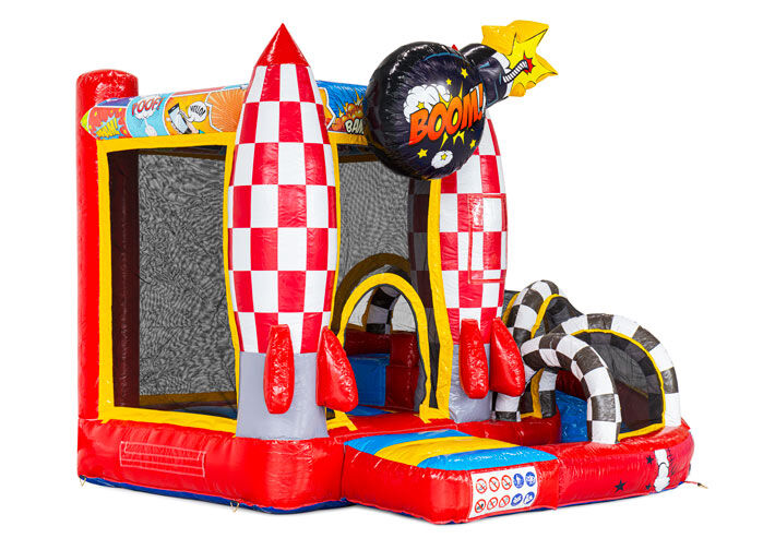 Mini ze zjeżdżalnią zamek dmuchany w stylu komiksowym na sprzedaż w JB Inflatables