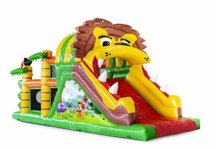 Ordene una pista americana inflable en la jungla de 9 metros de largo para niños. Compre pistas americanas inflables en línea ahora en JB Hinchables España