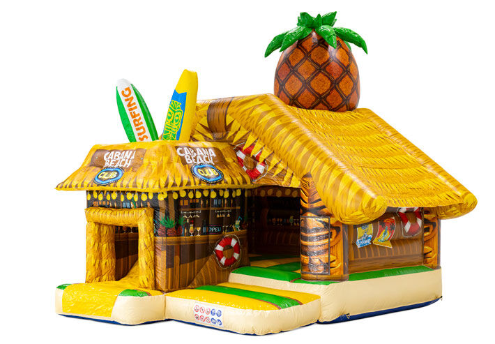 Slide Combo Beach Bar gonflable de JB-Gonflables – château gonflable tropical avec toboggan sur le thème de la plage.