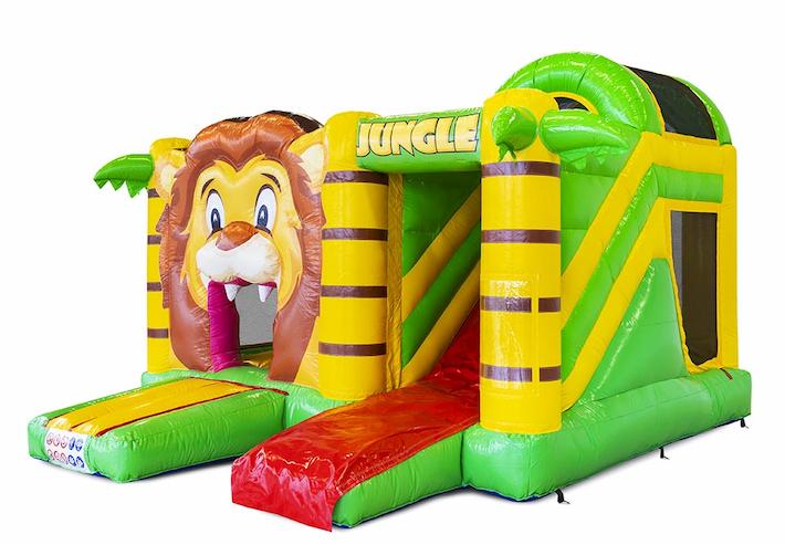 Opblaasbaar luchtkussen met glijbaan in jungle thema te koop voor kinderen
