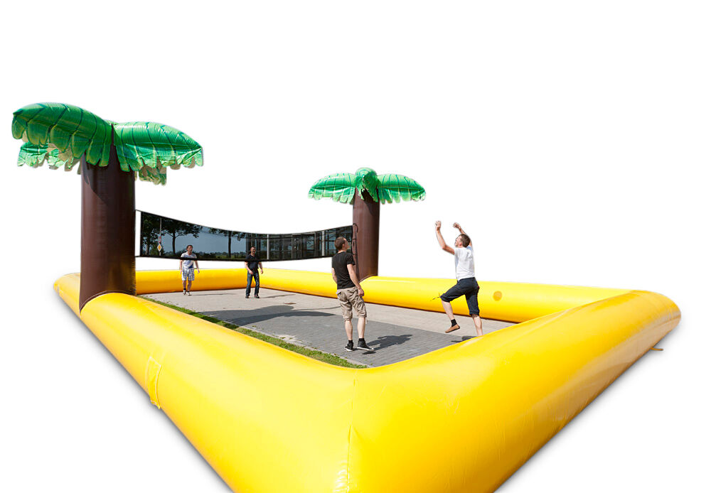 Aufblasbares Beachvolleyball Feld mit Palmen in bunten Farben für Kinder und Erwachsene zu kaufen