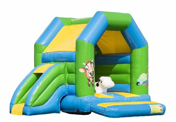 Acquista Midi multifun gonfiabile sdraietta con scivolo in tema fattoria