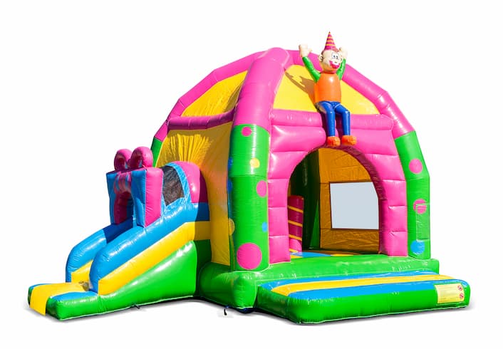 Hüpfburg Multifun mit Dach und Rutsche im Thema Party für Kinder bestellen
