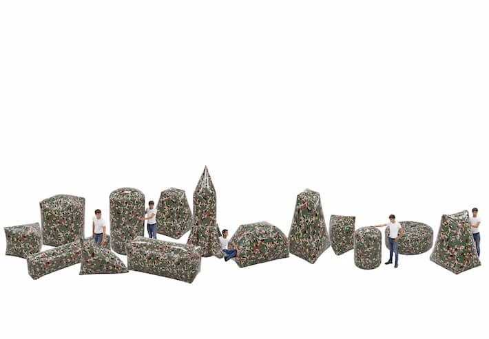 Achetez un ensemble d'obstacles de tir à l'arc de couleur vert armée de 14 pièces pour petits et grands. Commandez des ensembles d'obstacles de combat gonflables maintenant en ligne chez JB Gonflables France
