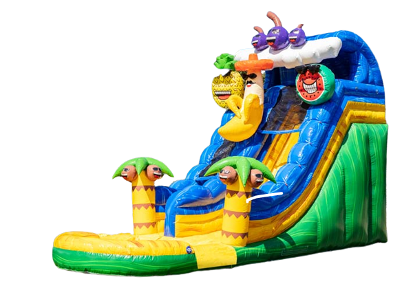 Commandez un toboggan aquatique gonflable coloré pour les enfants sur le thème des Caraïbes