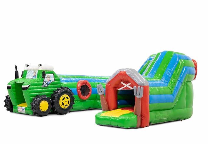Acquista un grande tunnel gonfiabile per giocare al coperto con un castello gonfiabile a tema trattore per bambini. Ordina i castelli gonfiabili online su JB Gonfiabili Italia