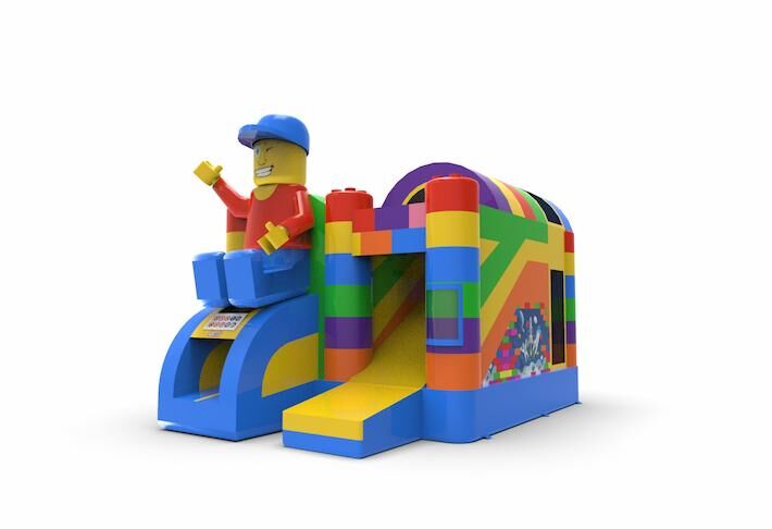 klein springkussen met glijbaan in superblock thema bestellen