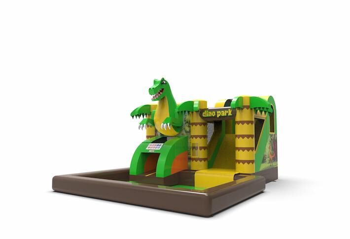 springkussen met water en glijbaan in dino thema bestellen