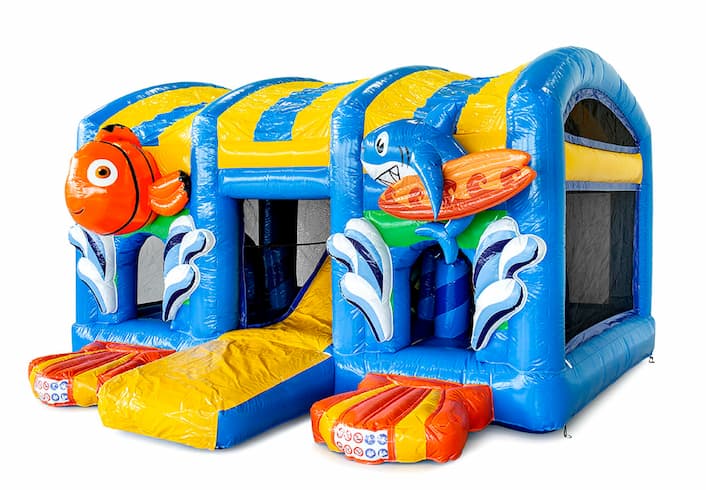 Acquista un grande castello gonfiabile per interni con scivolo a tema Seaworld Nemo per bambini. Ordina i castelli gonfiabili online su JB Gonfiabili Italia