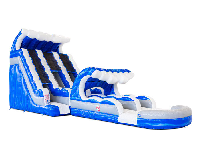Ordene tobogán acuático inflable en azul, blanco, plata