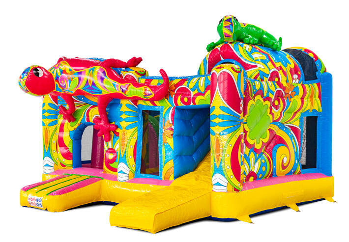 Gelb rosa blau farbenfrohe Blumendrucke auf Multiplay Ibiza JB Meppel
