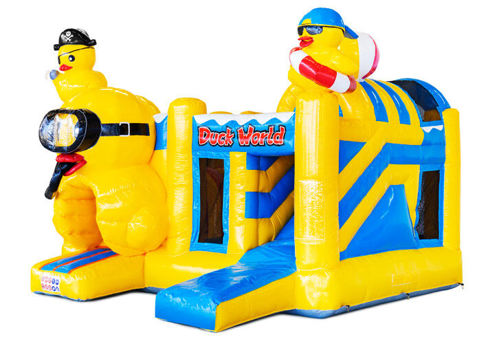 compre almofada de ar inflável com escorregador amarelo com patos para crianças
