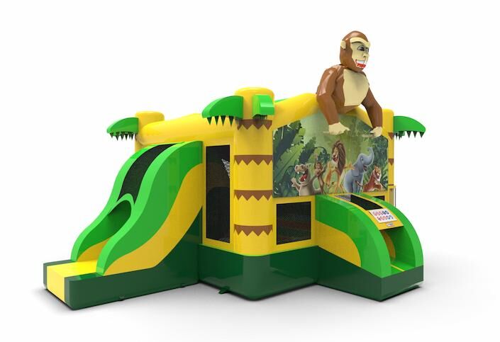 Buy an inflatable leftside climb & slide combo 13ft bouncy castle in the jungle theme for both young and old. Order inflatable manufactured bouncy castles online at JB Inflatables America