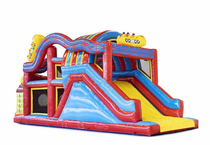 Ordene una pista americana de montaña rusa inflable de 9 metros de largo para niños. Compre pistas americanas inflables en línea ahora en JB Hinchables España