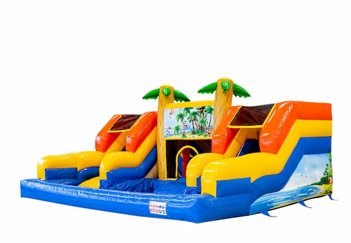 Acheter grand château gonflable avec piscine à thème toboggan aquatique pour enfants. Commandez des châteaux gonflables en ligne chez JB Gonflables France