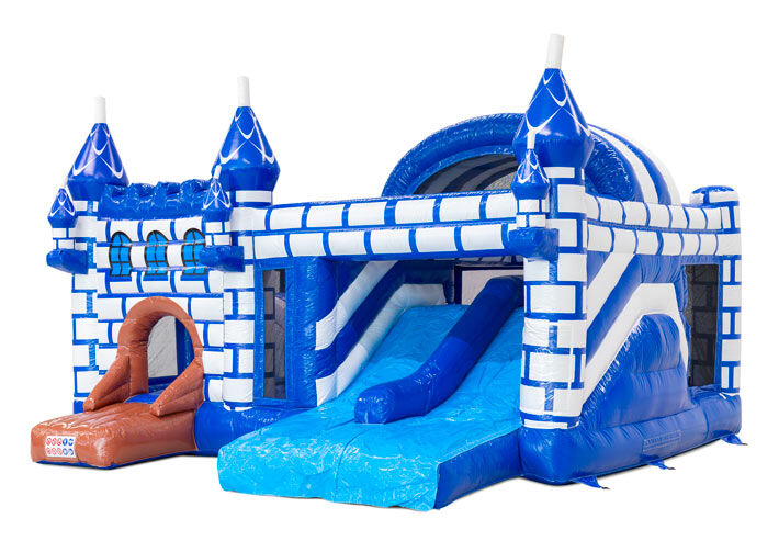 Compre o castelo inflável Multiplay online com estampa de tijolos e escorrega