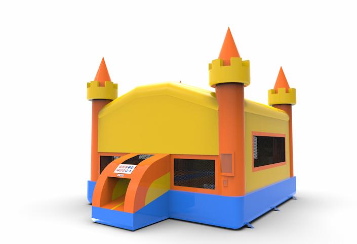 Order unique 15ft jumper basic inflatable bounce house in marble theme in colors blue, yellow & orange for both young and old. Buy inflatable manufactured bounce houses online at JB Inflatables America