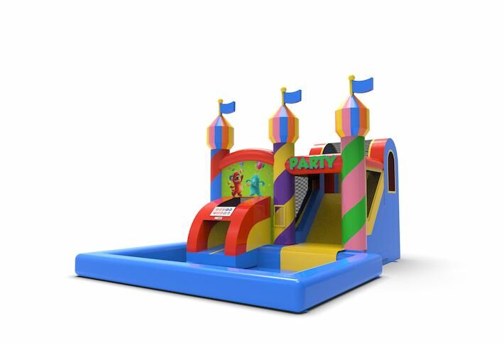 springkussen met water en glijbaan in party thema bestellen