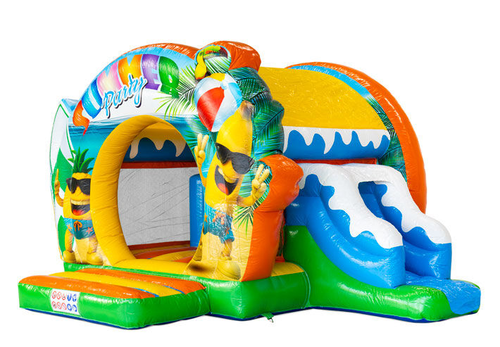 Bouncedome with Slide Summer Party springkussen met glijbaan te bestellen bij JB Inflatables