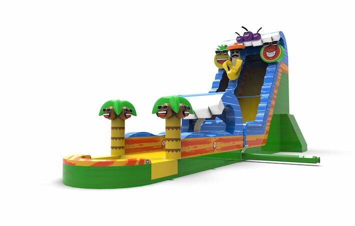 Buy an inflatable waterslide S22 in caribbean theme for both young and old. Order inflatable commercial waterslides online at JB Inflatables America