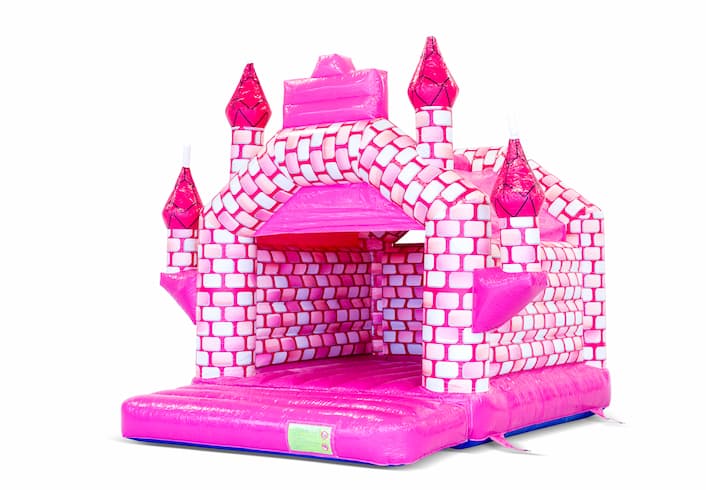 Standaard overdekt roze springkussen te koop in thema kasteel voor kinderen