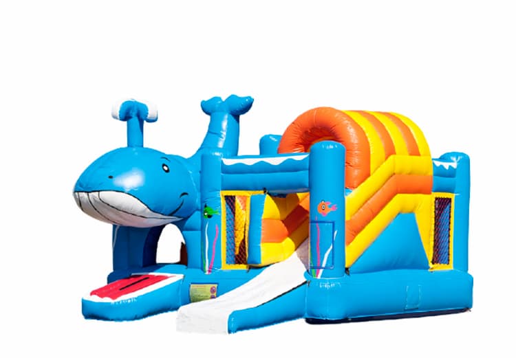 Kaufen sie eine aufblasbare multiplay-hüpfburg und hindernisse in einem wal-thema mit rutsche für kinder. Bestellen sie aufblasbare hüpfburgen online bei JB-Hüpfburgen Deutschland
