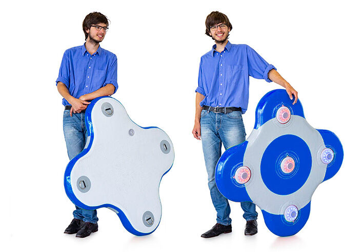 Parede de jogo azul conjunto de jogo com sistema de jogo interativo à venda na JB