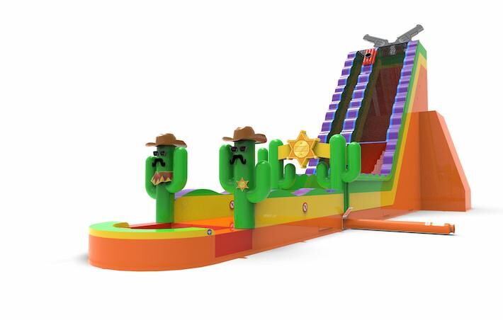 An inflatable waterslide S30 in theme Texas for both young and old for sale. Order inflatable waterslides online at JB Inflatables America