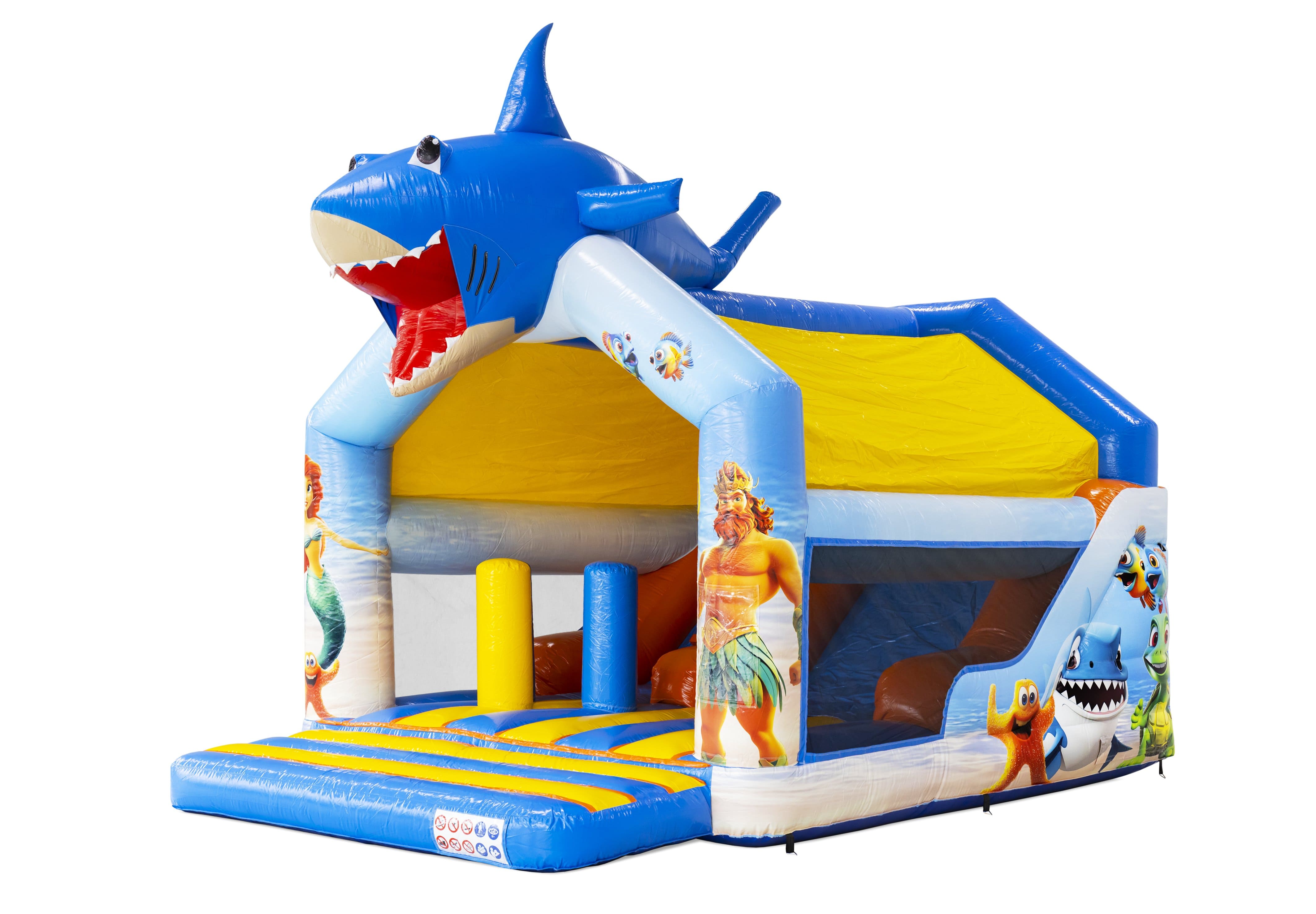 Combounce Seaworld met kleurrijke zeedieren en glijbaan, te bestellen bij JB Inflatables