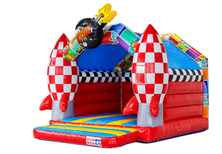 A-Frame Hüpfburg aufblasbares Spiel im Comic-Stil zu verkaufen bei JB Inflatables