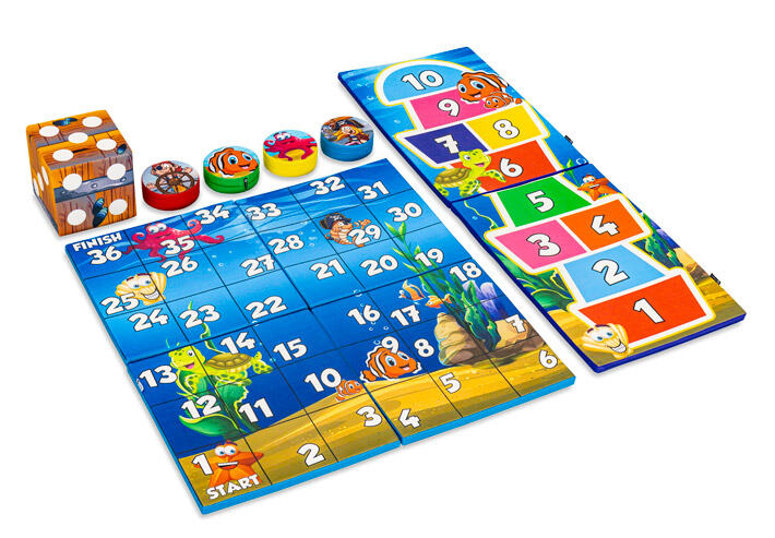 Conjunto de jogos colorido na parte da frente do Softplay no tema Pirate Seaworld