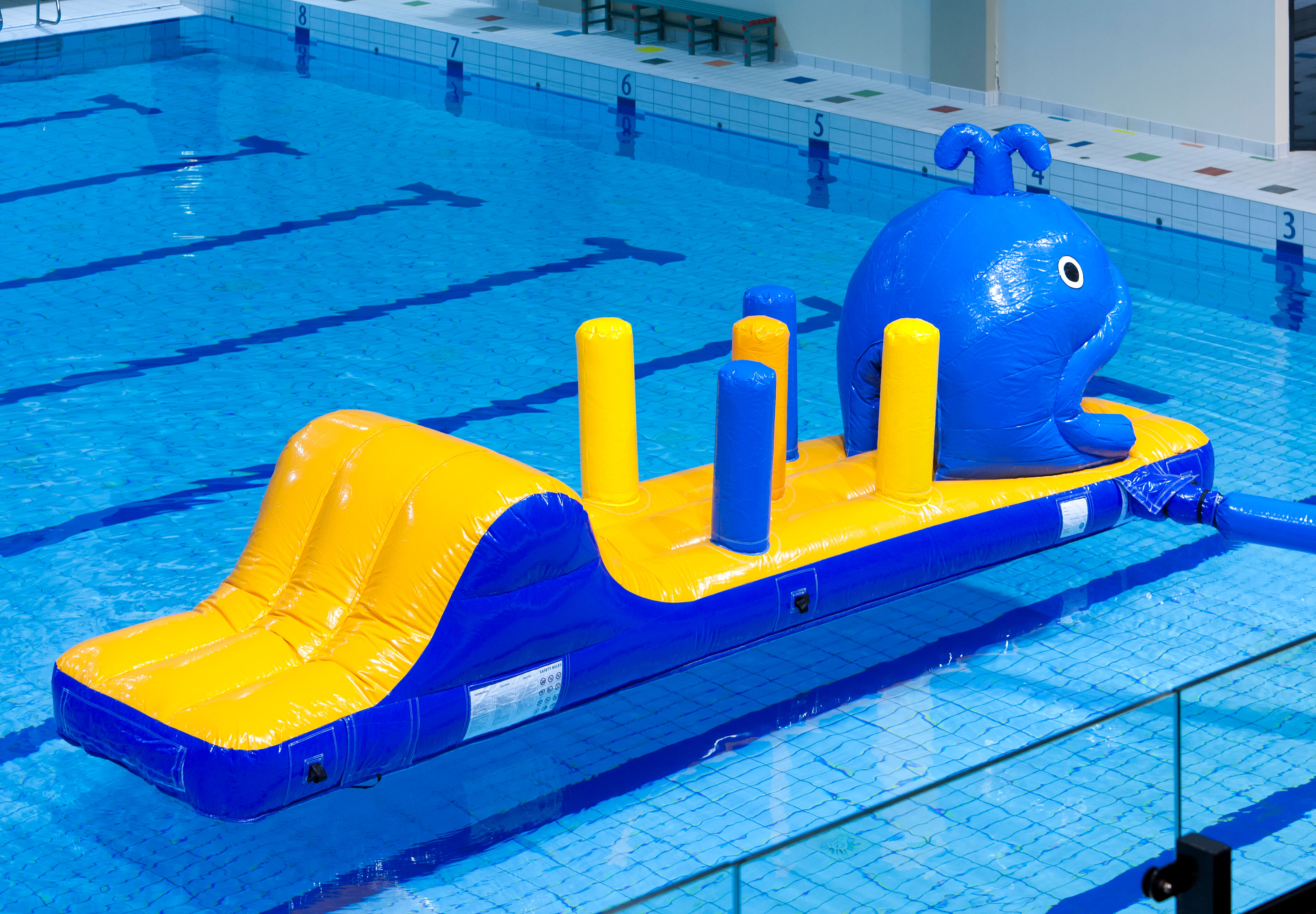 Whale run inflatable obstacle course with fun 3D obstacles for both young and old. Order inflatable obstacle courses online now at JB Inflatables America