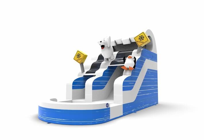 Buy an inflatable waterslide S12  in winter edition theme for both young and old. Order inflatable commercial waterslides online at JB Inflatables America