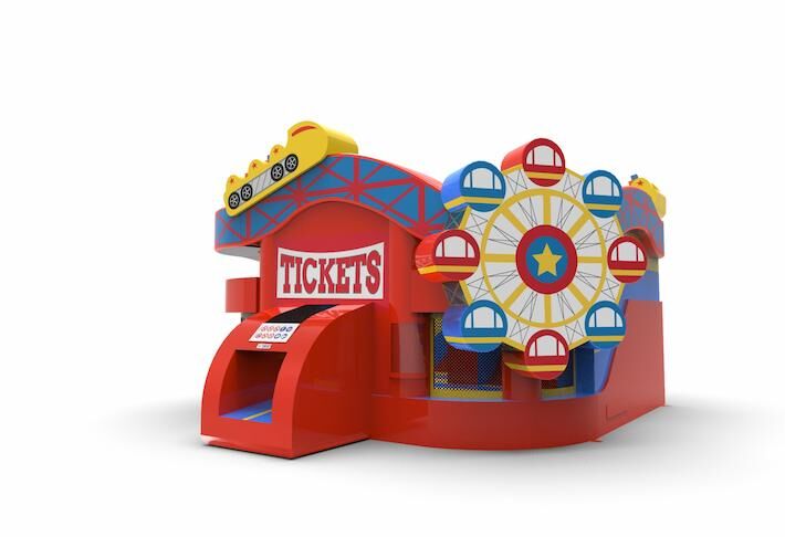 springkussen in rollercoaster thema voor kinderen bestellen