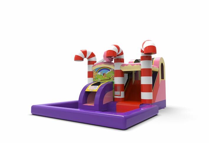 springkussen water met glijbaan in candy thema bestellen