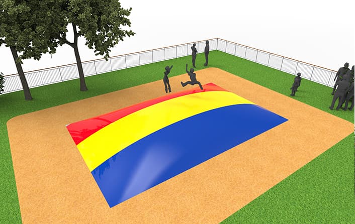 Compre montanha aérea inflável na cor vermelho-amarelo-azul para crianças. Encomende montanhas aéreas infláveis ​​agora online na JB Insuflaveis Portugal