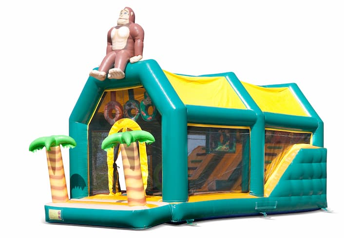 Bestel shooting combo jungle springkasteel met schiet spel en glijbaan voor kinderen. Koop springkastelen online bij JB Inflatables Nederland 
